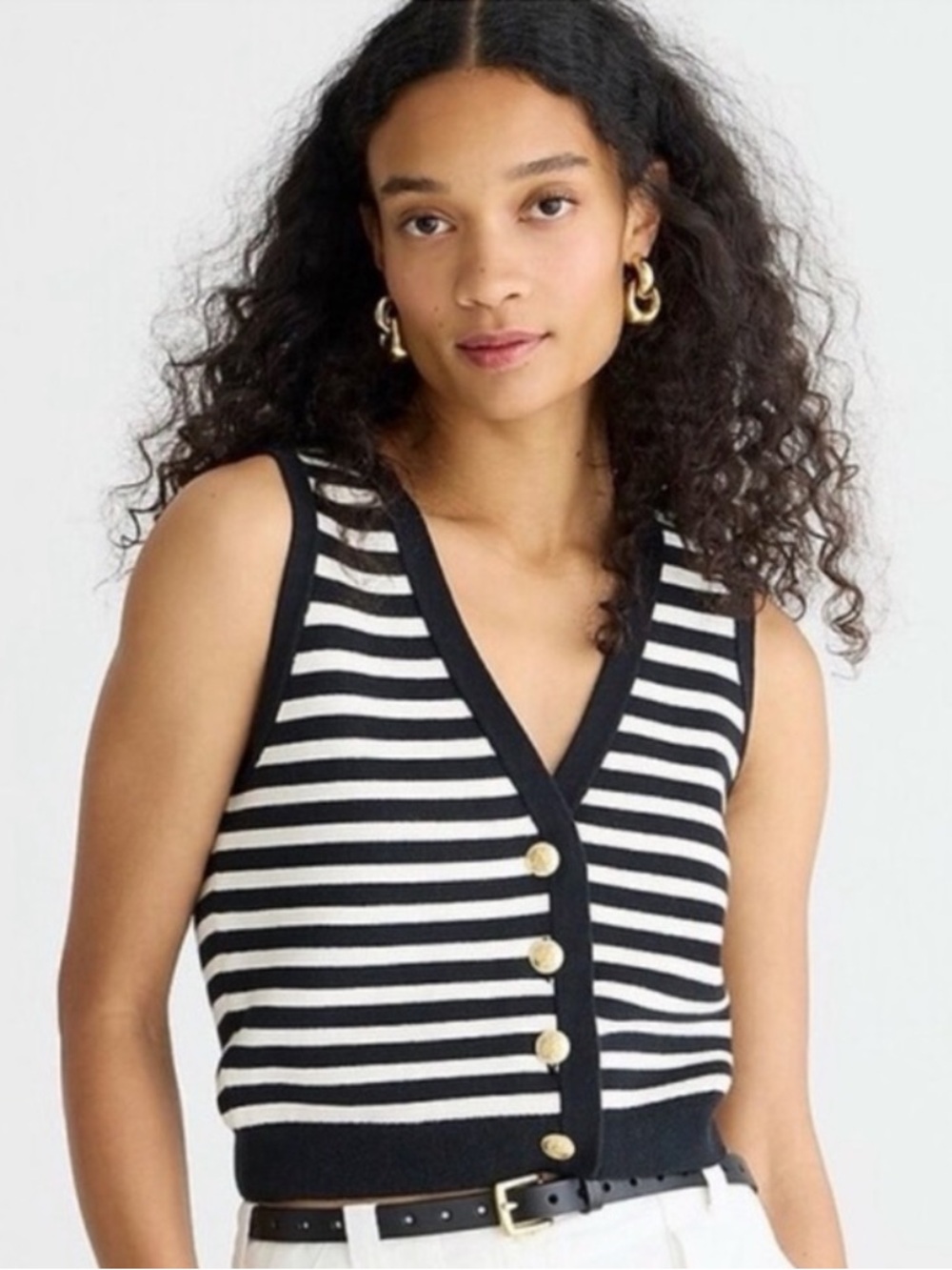 NWT J. CREW EMILY SWEATER VEST Black and White Striped SWEATER VEST, 100% COTTON
